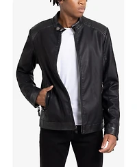 Xray Men's Pu Racer Jacket With Faux Shearling Lining