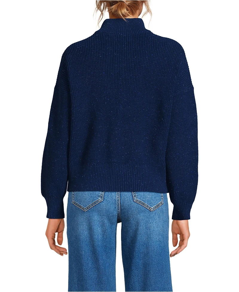 Lands' End Women's Tall Drifter Shaker Wedge Quarter Zip Sweater