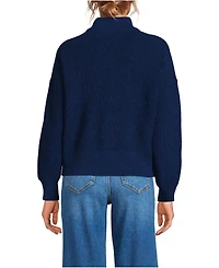 Lands' End Women's Tall Drifter Shaker Wedge Quarter Zip Sweater