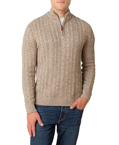 Hope & Henry Men's Organic Half Zip Cable Pullover Sweater