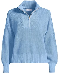 Lands' End Plus Drifter Shaker Wedge Quarter Zip Sweater