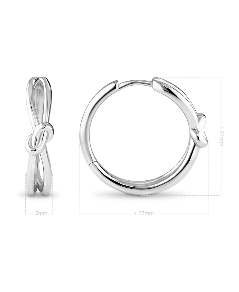 Devata Love Knot Hoop Earrings in Rhodium Plated Sterling Silver