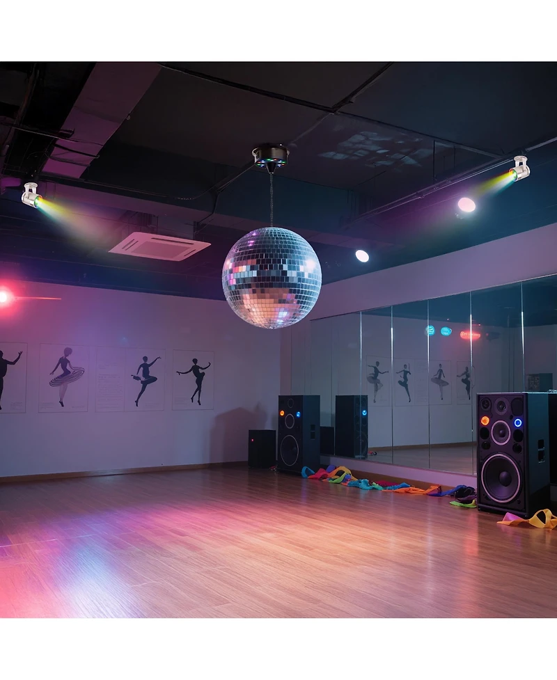 Yescom 16" Large Disco Ball with Motor and Lights 6RPM Rotator & 2PCS 3W Rgb Spotlights for 70s 80s Party Dj Bands Studio Event