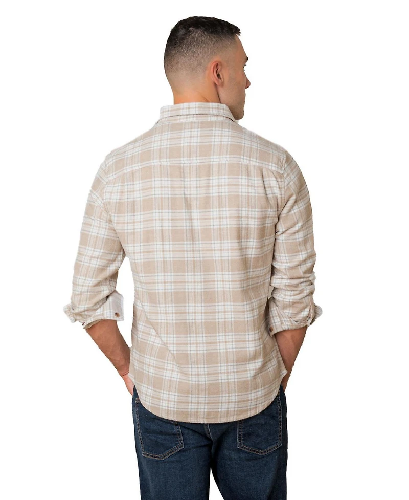 Hope & Henry Men's Organic Flannel Double Pocket Button Down Shirt