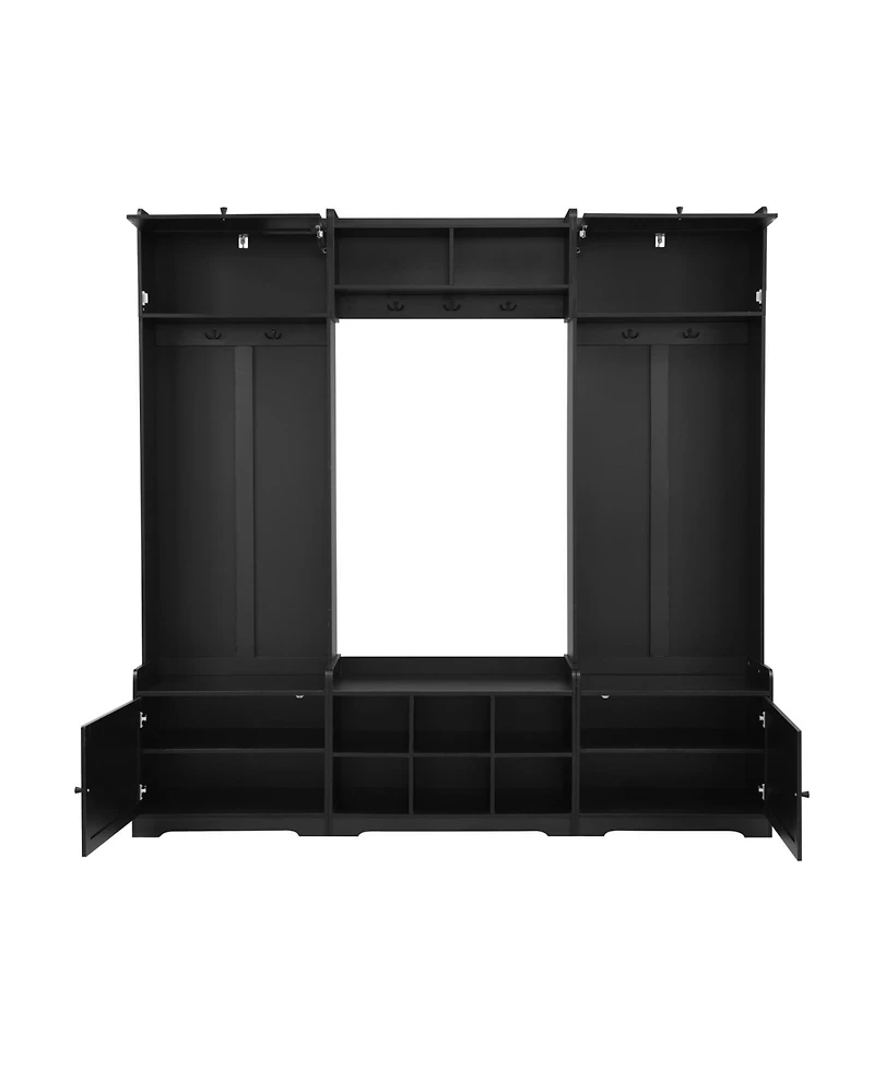 Streamdale Modern Hall Tree with Shoe Storage & Bench - Black