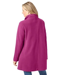 Woman Within Women's Plus Fleece Swing Funnel-Neck Coat