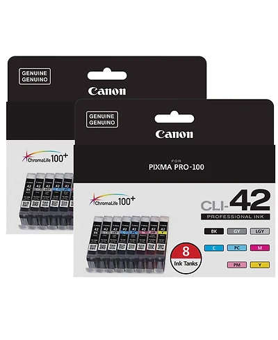 Canon Cli-42 8-Color Ink Tank Pack for Pixma Pro-100 Inkjet Photo Printer, 2-Pack