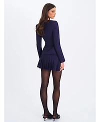 Miss Circle Women's Skyla Indigo Square Neckline Peplum Blazer