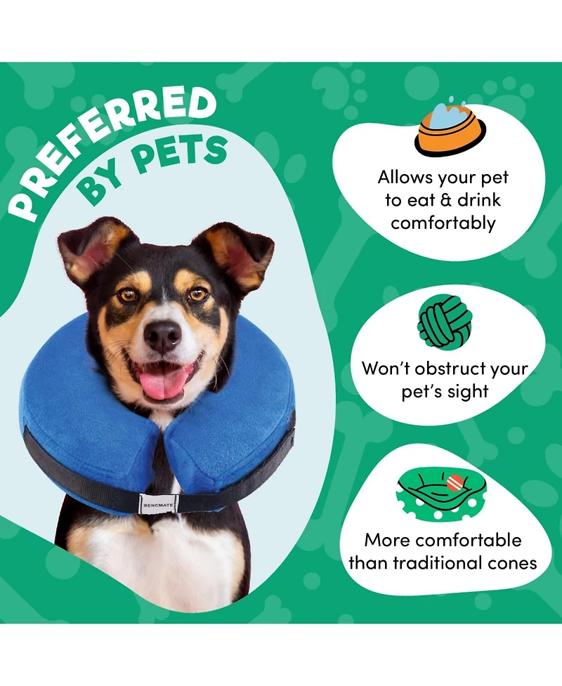 Bencmate Inflatable Dog Cone Collar Alternative Soft Recovery ECollar Donut