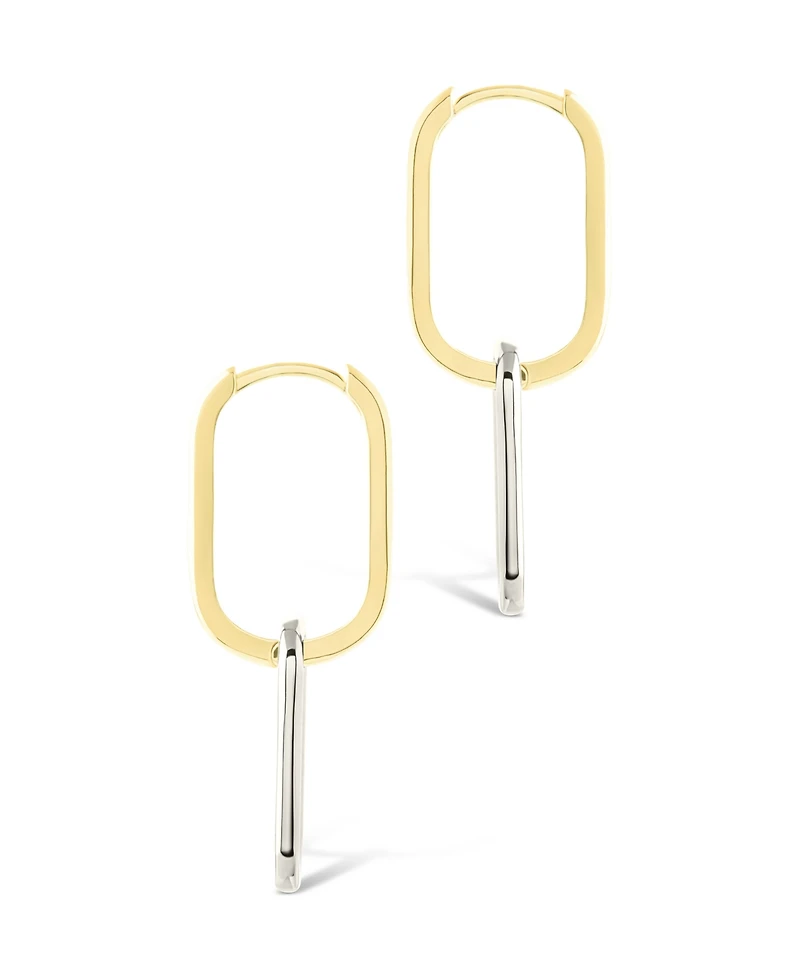 Sterling Forever Raleigh Link Drop Hoop Earrings