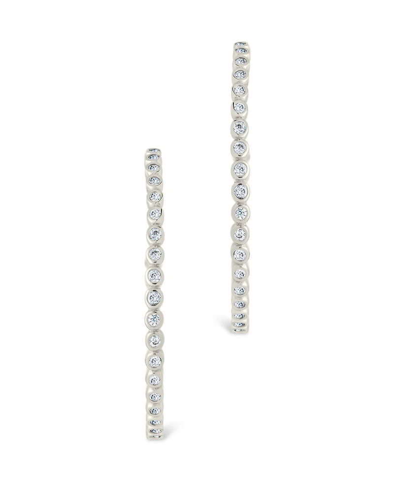Sterling Forever Sterling Silver Bezel Statement Bubble Hoops - 1"
