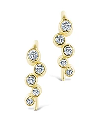 Sterling Forever Silver Talia Cz Bezel Crawler Earrings