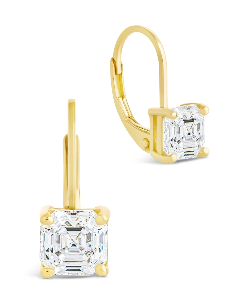 Sterling Forever Silver Princess Cut French Clip Earrings