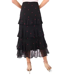 CeCe Women's Tiered Ruffle Flounce Midi Skirt