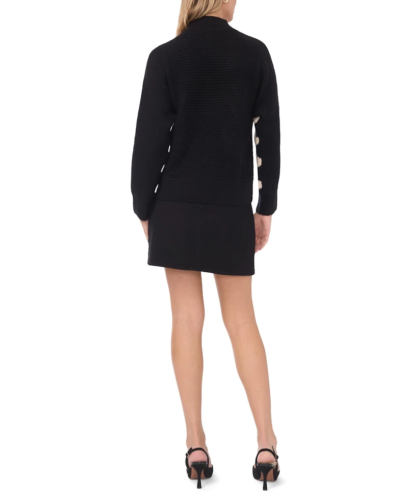 Vince Camuto Women's Zig Zag Motif Long-Sleeve Sweater