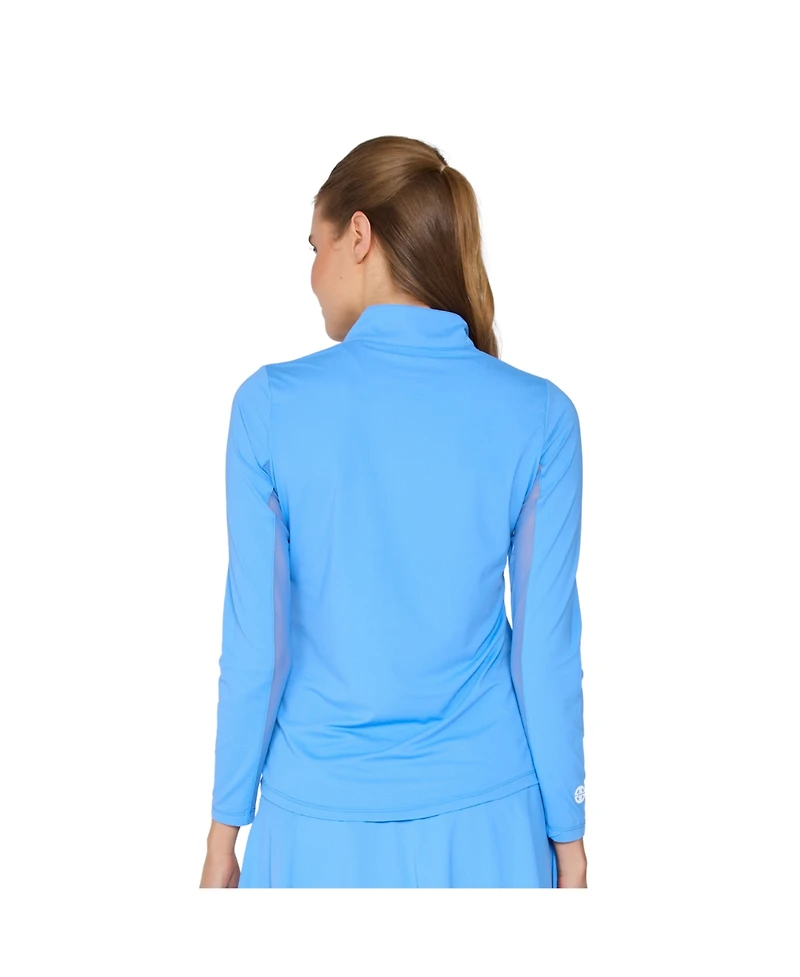 G Lifestyle Clothing Women's Long Sleeve Miock Neck Top Caribbean Turq. XLarge