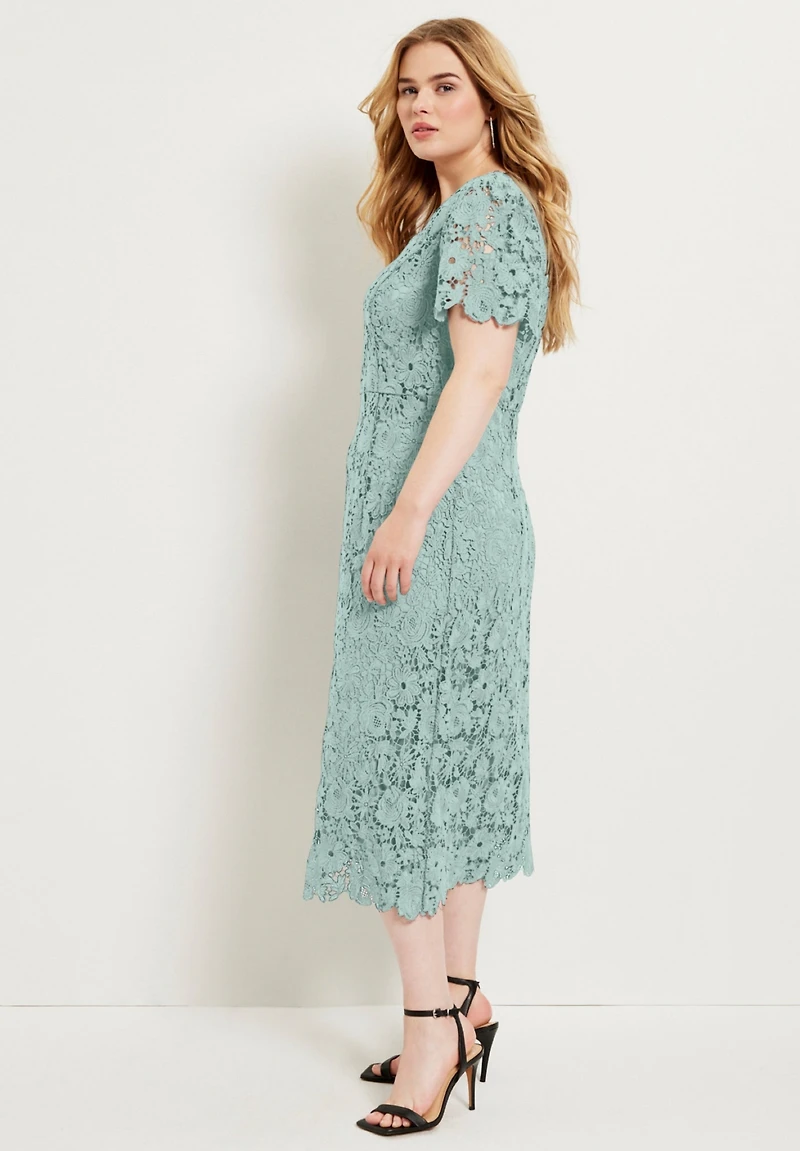 June + Vie Women's Plus Square-Neck Lace Dress