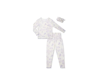 Everly Grey Baby Girls Charlie Fitted Two-Piece Long Sleeve Pajamas & Head Wrap Set
