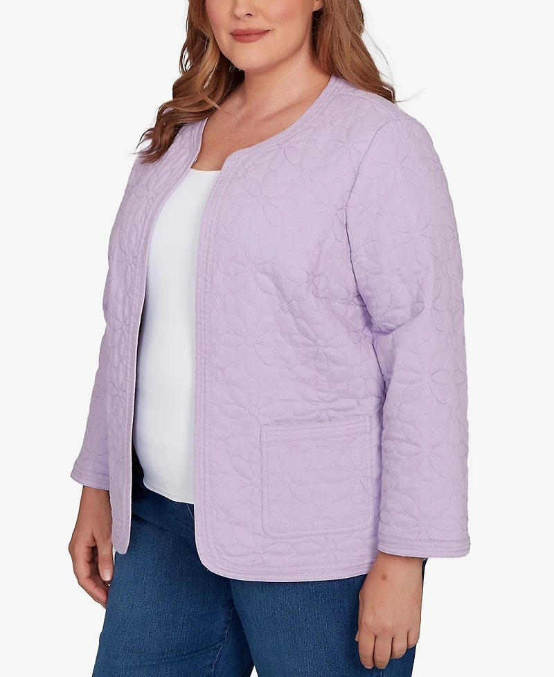 Alfred Dunner Plus Hilton Head Floral Quilted Patchwork Jacket