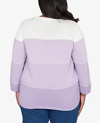 Alfred Dunner Plus Size Hilton Head Ombre Stripe Sweater with Necklace