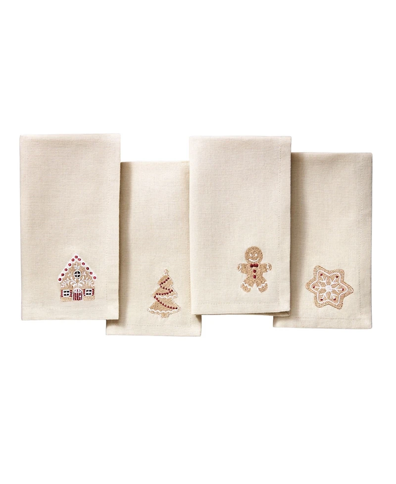 Elrene Gingerbread Bliss 4-Pc. Embroidered Napkin Set, 17" x 17"