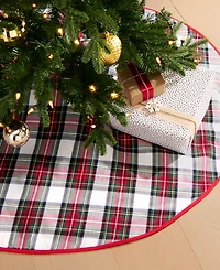 Elrene Christmas Classic Holiday Plaid Cotton Tree Round Skirt, 48"