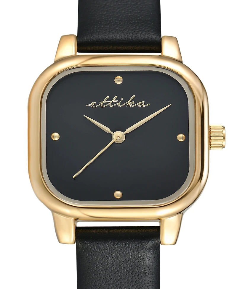 Ettika Classic Square Gold Plated Leather Watch