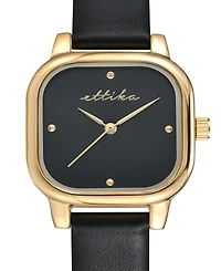 Ettika Classic Square Gold Plated Leather Watch