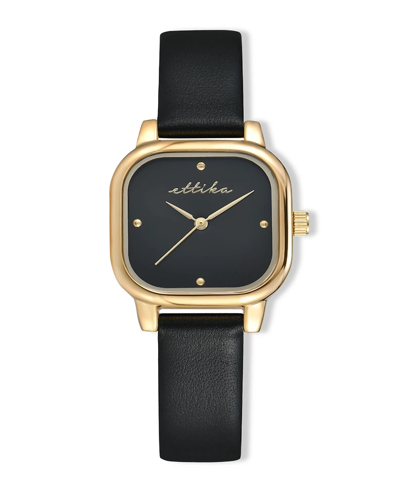 Ettika Classic Square Gold Plated Leather Watch