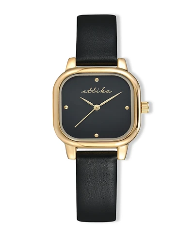 Ettika Classic Square Gold Plated Leather Watch