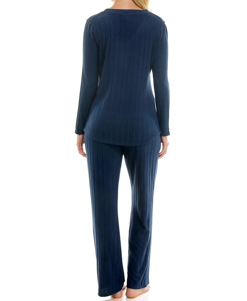 Jaclyn Intimates Women's Whisper Soft Wide Ribbed Pajamas
