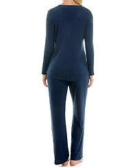 Jaclyn Intimates Women's Whisper Soft Wide Ribbed Pajamas