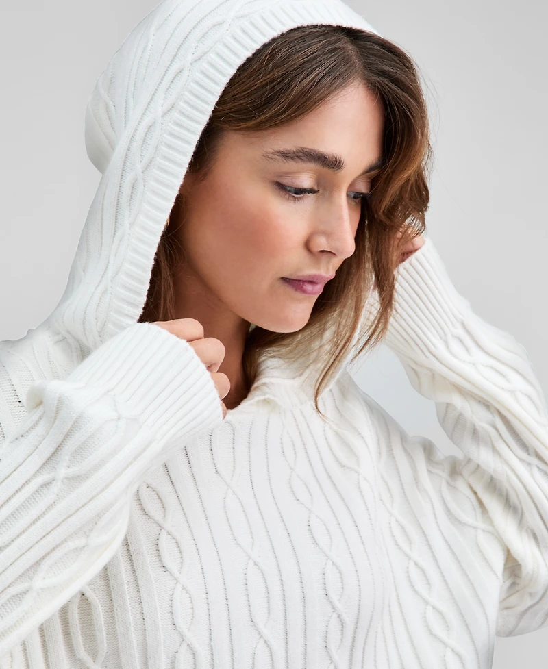 And Now This Women's Cable-Knit Pullover Hoodie, Macy's Exclusive