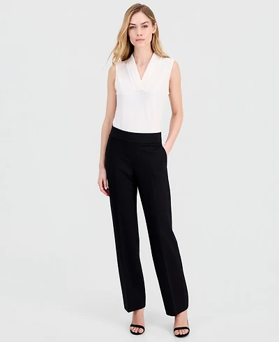 Anne Klein Women's Mid-Rise Pull-On Slash-Pocket Pants