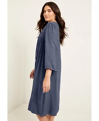 June + Vie Women's Plus Size Acid Wash Peasant Dress