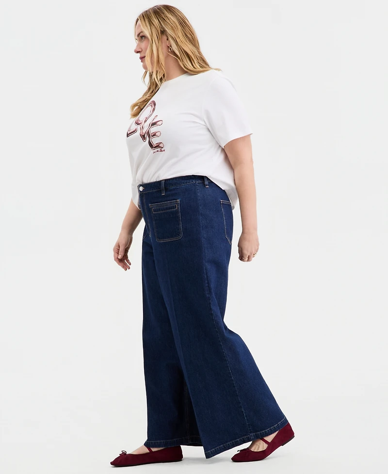 On 34th Trendy Plus High-Rise Wide-Leg Jeans, Macy's Exclusive