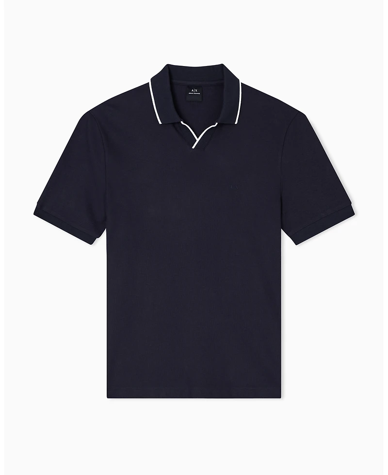 A|X Armani Exchange Men's Johnny Collar Pique with Tipping Polo Shirt