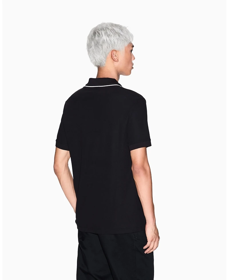 A|X Armani Exchange Men's Johnny Collar Pique with Tipping Polo Shirt