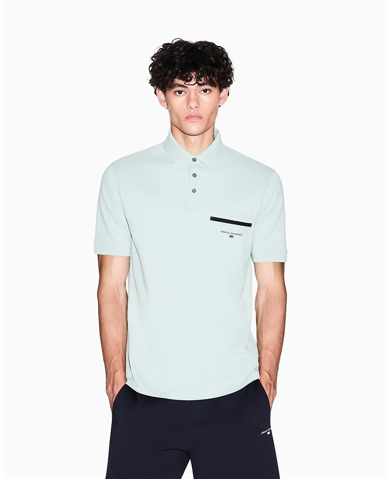 A|X Armani Exchange Men's Pique with Pocket Graphic Polo Shirt