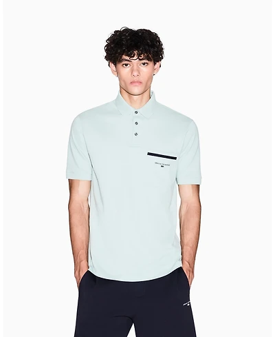 A|X Armani Exchange Men's Pique with Pocket Graphic Polo Shirt