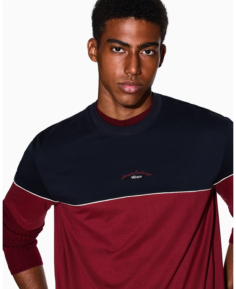 A|X Armani Exchange Men's Color Block Embroidered Center Logo T-Shirt