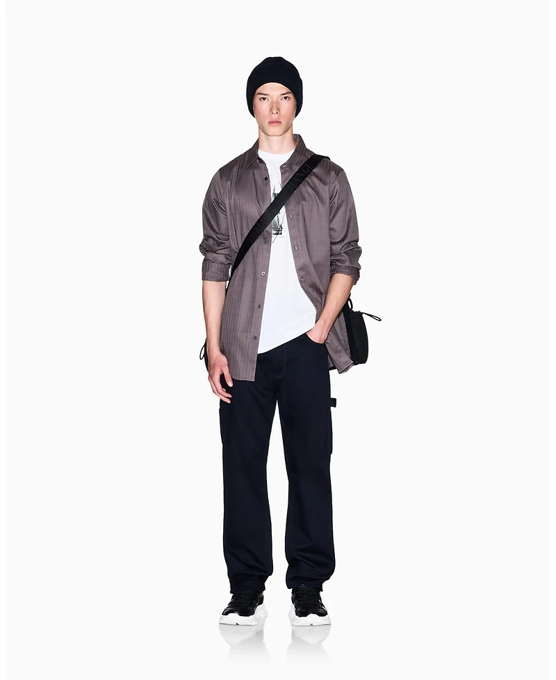 A|X Armani Exchange Men's Cotton Jacquard Wording Graphic Shirt