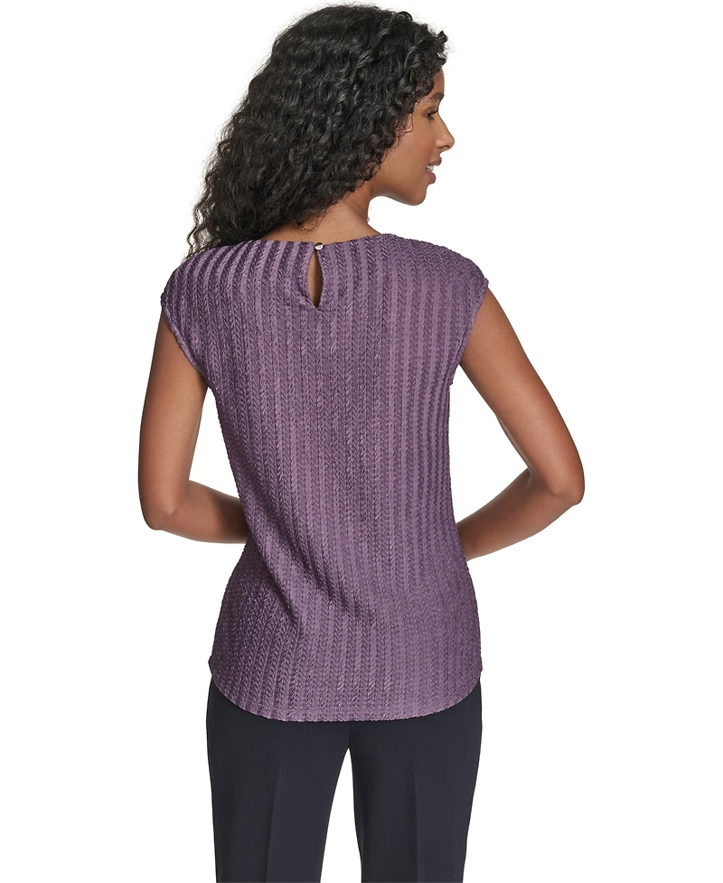 Calvin Klein Petite Cap Sleeve Textured Knit Top