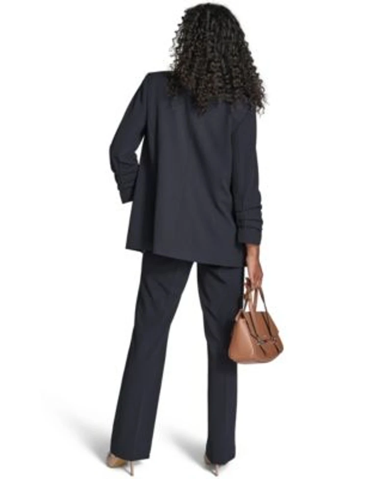 Calvin Klein Womens Scuba Crepe Long Sleeve Jacket High Waist Modern Fit Pants Textured Tie Neck Top