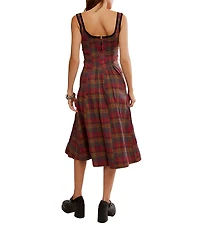 Free People Women's Freya Plaid Scoop Neck Midi Dress