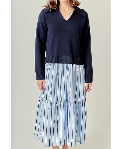 English Factory Women's Mixed media Midi Dress