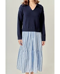 English Factory Women's Mixed media Midi Dress