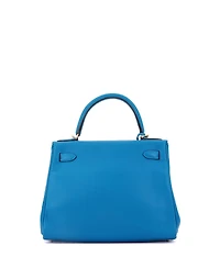 Pre-Owned Hermes Kelly 28 Handbag Blue Evercolor with Gold Hardware