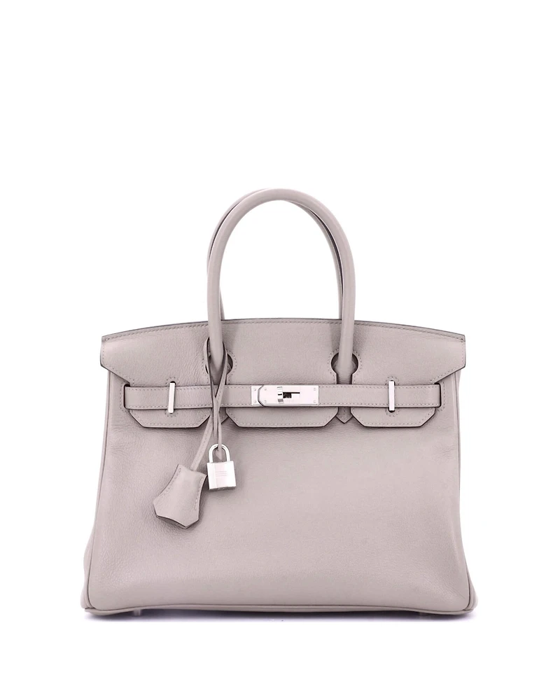 Pre-Owned Hermes Birkin 30 Handbag Grey Novillo with Palladium Hardware