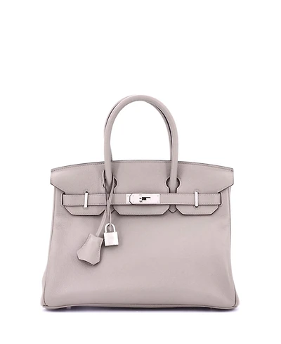 Pre-Owned Hermes Birkin 30 Handbag Grey Novillo with Palladium Hardware